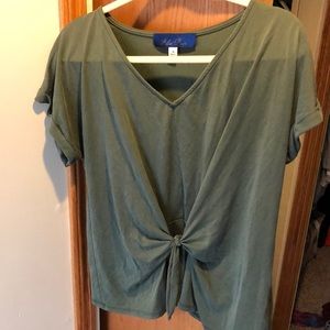 Green T-shirt that ties in front.